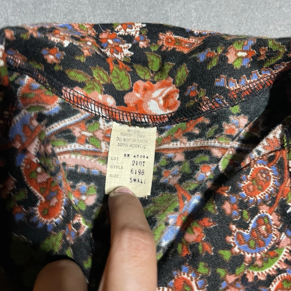 Camisa True Vintage Mujer Pequeña Estampado Paisley Hippie Cuello Daga Psicodélica Foto 4 de 4