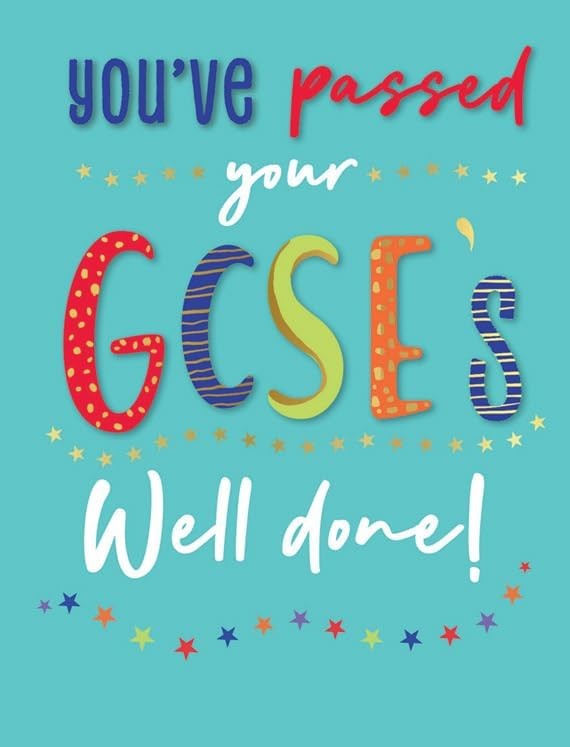 You've Passed Your GCSE's Well Done! Card. Modern Design. 19x13cm