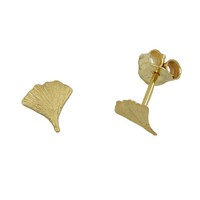 Ohrstecker Ohrring 6,5X6Mm Ginkgoblatt Matt 9Kt Go*D | Gallay