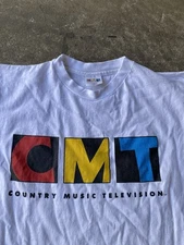 Vintage CMT COUNTRY MUSIC TELIVISION LOGO Promo T SHIRT Size L 90s Original