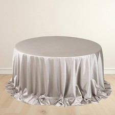 132" SILVER Scuba Polyester Round TABLECLOTH Wedding Table Linens Party Supplies