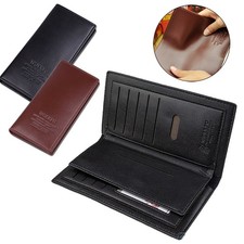 Men's Bifold Leather Breast Pocket Card Holder Suit Purse Long Wallet Checkbook