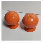 Fiesta Orange Ceramic Salt & Pepper Shakers Set, Round, Glossy, Vintage Nice