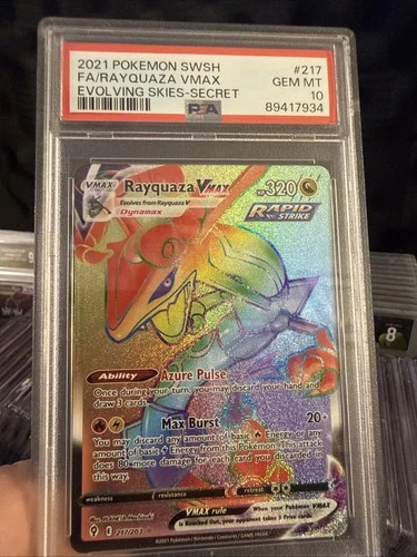 **PSA 10 GEM MINT** Rayquaza VMAX (Secret) 217/203 SWSH07: Evolving Skies Holo