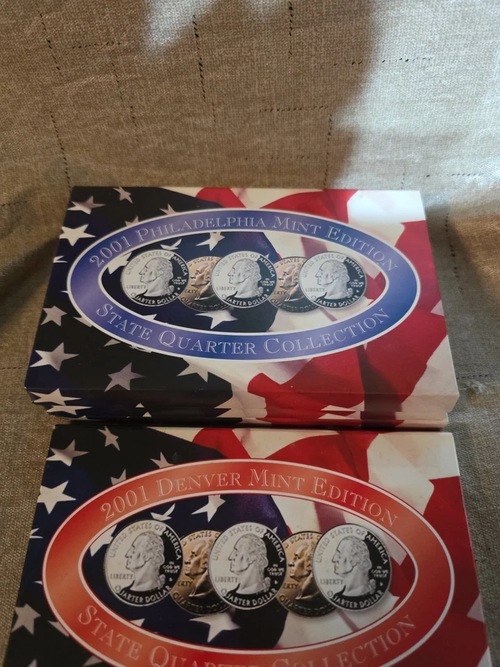 4 sets of 2001 Denver Mint Edition State Quater Collections P&D COA Box - Image 2 of 4