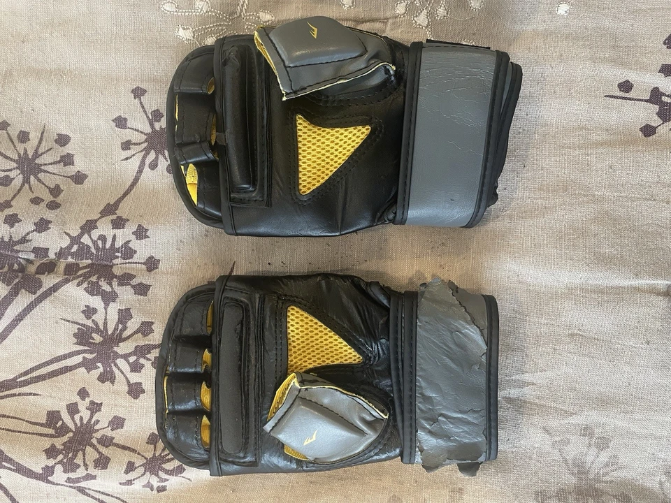 Everlast Evergel Muñequera Bolsa Pesada Guantes L/XL Negro Amarillo Boxeo Entrenamiento Foto 2 de 2