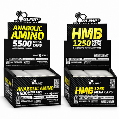 AMINO 5500 + HMB - 60-180 Kapseln - Blister - BCAA + essentielle Aminosäuren - Set