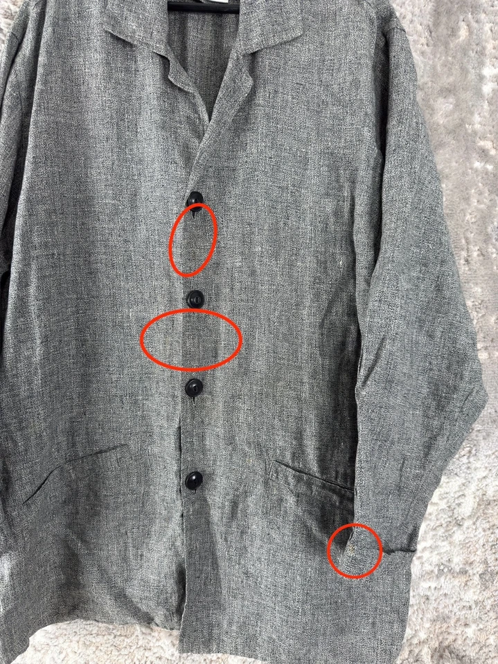 Chaqueta Blazer Lino Talla M De Gran Tamaño Lino Carrera Botón Gris Manga Larga Bolsillo Foto 2 de 4