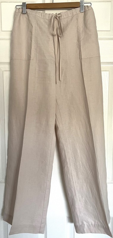 London Jean Gray Beige Straight Leg Drawstring Linen Chino Pants – Sz XL