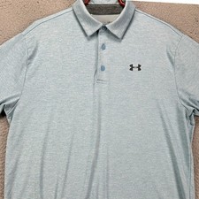 Under Armour The Playoff Polo Shirt Men Large Light Blue Golf Rugby Logo Stretch