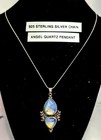 925 Sterling Silver Chain Necklace w Angel Quartz Pendant Teardrop Crystal Boho — photo 2