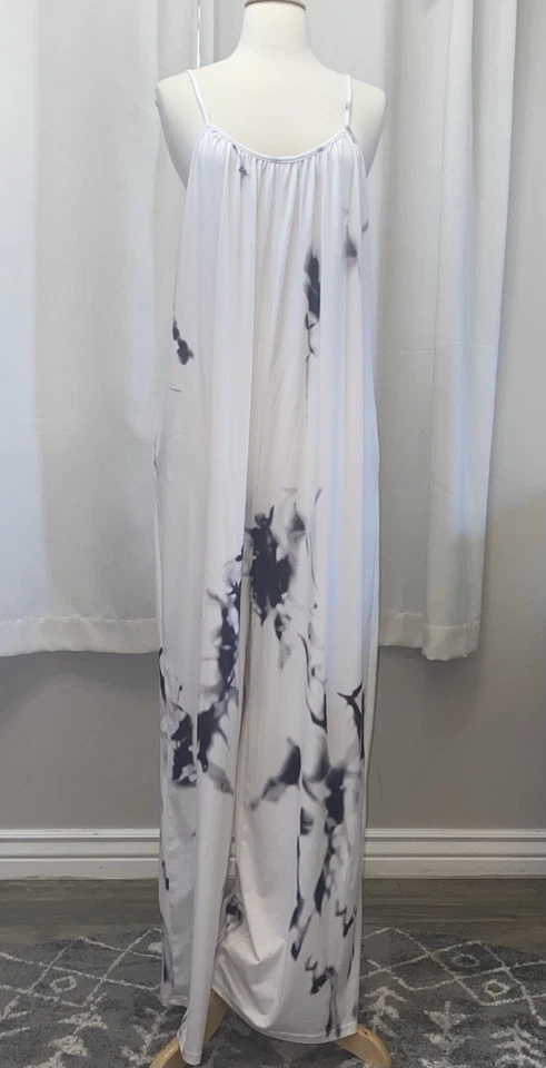 Macacão feminino BYLIA By Amazon tingido de gravata estampado solto perna larga tamanho XL - Imagem 4 de 4