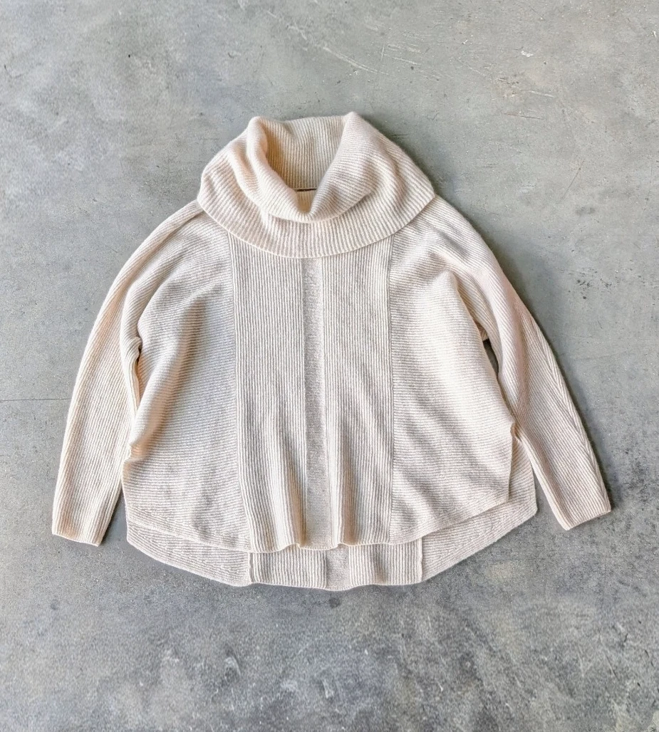 J. McLaughlin Ivory Pence Cashmere Cowlneck Oversized Poncho Seater size XS