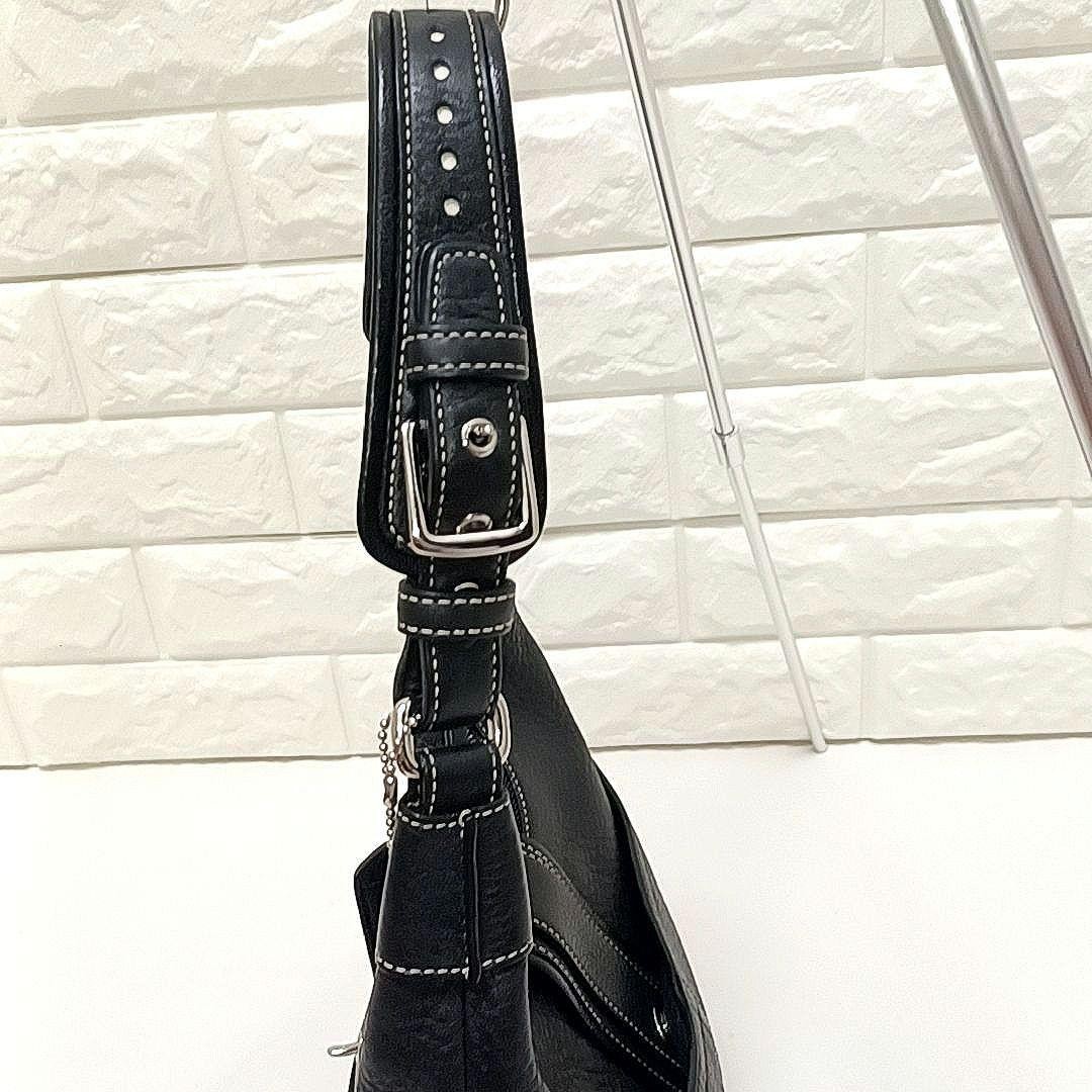 Coach Hamptons Pebbled Hobo Half Moon Shoulder Bag Leather Black Vintage image 7