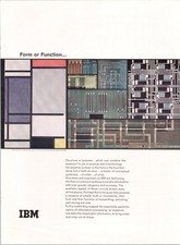 IBM Form or Function Vintage Magazine Print Ad Mondrian Microchip Art 1962