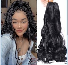 6 Pack 24" French Curly Crochet Braids Pre-Stretched Hair Extensions 1B Open Box