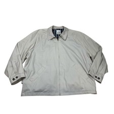 VINTAGE Check Lined Harrington Jacket XL 70s/80s Beige Bomber Coat Men 1980s