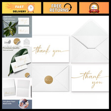 Bulk Thank You Cards with Envelopes Stickers - Matte Gold Foil, 100 Pack, 4x6"