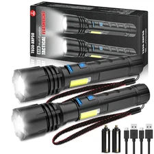 Lumens Super Bright LED Flashlight With Holster, Type-C, 7 Modes, Zoomable