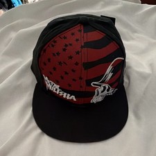 Metal Mulisha Men's Baseball Cap Skull Theme Black/Red Stretch Fit L/XL