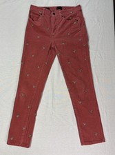 Talbots Corduroy Straight Leg Pants - Embroidered Mallard Ducks Size 2 Stretch