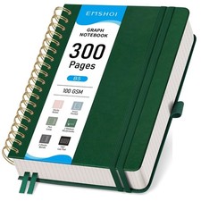 Spiral Graph Paper Notebook - 300 Pages, 100 GSM Thick Grid Notebook, B5 Larg...