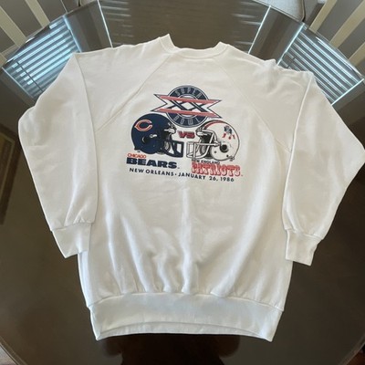 Vintage Bears vs Patriots Super Bowl XX Crewneck Sweatshirt L 1986