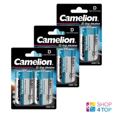 6 Camelion D Digi Alkaline Batteries Lr20 Am1 Mn1300 E95 1.5V 2Bl NEW