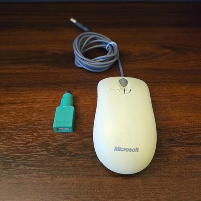 Vintage Microsoft Basic Optical Mouse USB PS/2 With 3 Buttons and Scroll Wheel