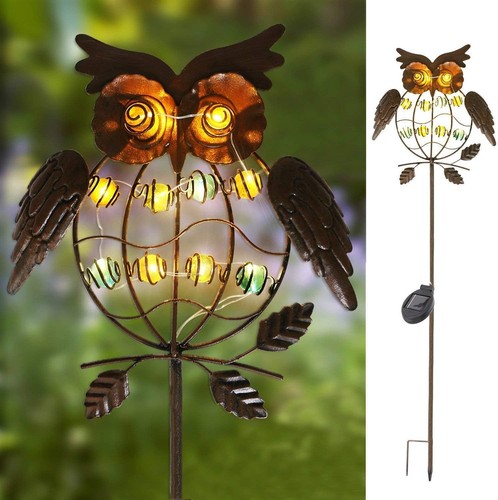 Garden Solar Lights Outdoor,Solar Powered Stake Lights - Metal OWL LED Decora...