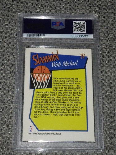 Michael Jordan Psa 7 1991 NBA Hoops Slam Dunk Champ #IV Bulls - Picture 2 of 2