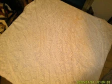 2 VINTAGE LACE LIKE TABLE CLOTHES SQUARE ROUND FLORAL STAINED CRAFTS