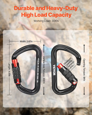 Heavy Duty 3 PCS Auto Locking Carabiner Clips, 30 KN for Climbing  Hiking - Dur