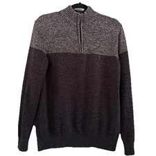 Izod 1/4 Zip Pullover Long Sleeve Gray Blue Embroidered Logo Sweater Mens M