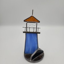 Stained Glass Lighthouse Suncatcher Free Standing Figurine 6"