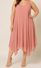 JJ's House Sz 16 Large Dress Pink Lace Chiffon Pleated Skirt Sleeveless Wedding