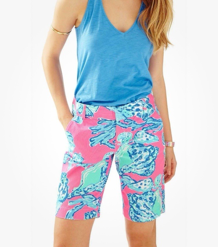 LILLY PULITZER The Chipper Corto Rosa Azul Multi Mujer Talla 14