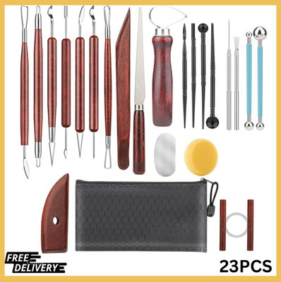 23PCS Clay Sculpting Tools Set Pottery Ceramic Polymer Modeling Kit Supplies