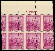 USA Scott# 836 Mint NH Plate Block of 6, Vertical Perforation shift (56310)