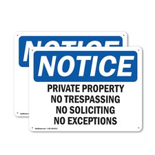  2 Pack Private Property No Trespassing No Soliciting OSHA Notice Sign Decal