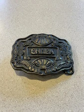 Vintage Oden Inc Personalize CHUCK Brass Belt Buckle