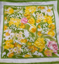 Vintage Avon S M Kent Floral Spring Square Water Repellent Scarf S3