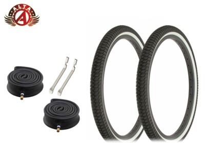 ALTA TIRES 20 x 1.75 BLACK/WHITE HF-864 W/ HEAVYDUTY TUBES & TIRE LEVERS.