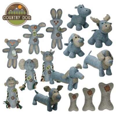 Country Dog Tiny Welpen Hundespielzeug - Leinen Kuscheltier mit Quietscher Seil