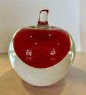 Sommerso Art Glass Apple Paper Weight Clear/Red Hand Blown Most Likely Murano