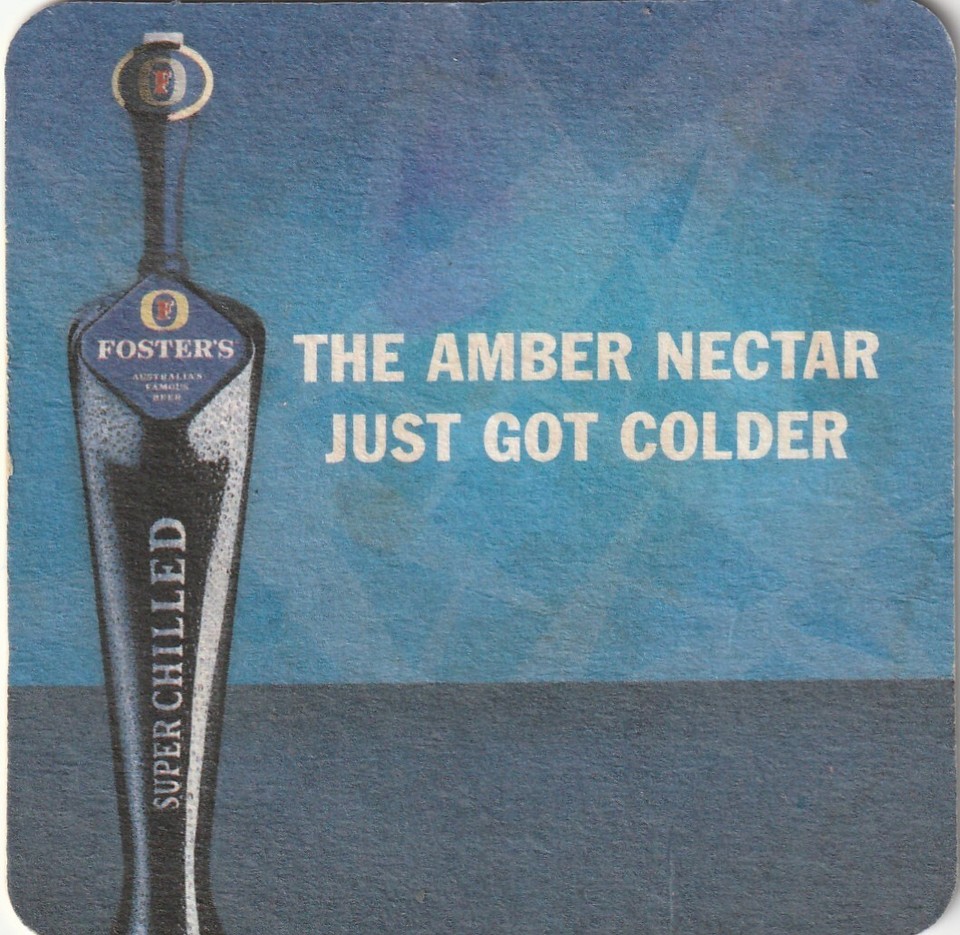 Foster Beer Rug BEER MAT - FOSTERS LAGER - SUPER CHILLED - (Cat 316) - (2005) | eBay