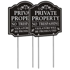 Large 2 Pack No Trespassing Signs Private Property, Aluminum, Metal Stakes ...