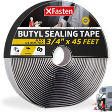 Butyl Tape RV Black, 3/4 in X 45 Ft, 1/8 in Thick EDPM Butyl Rubber Sealant Tape
