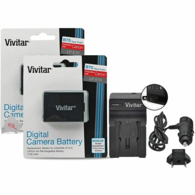 2x LP E10 Replacement Batteries + Charger for Canon T7 T6 T5 T100 4000D 2000D