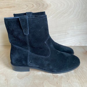 black suede pull on boots